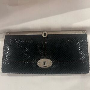 Fossil Black Python Clutch
